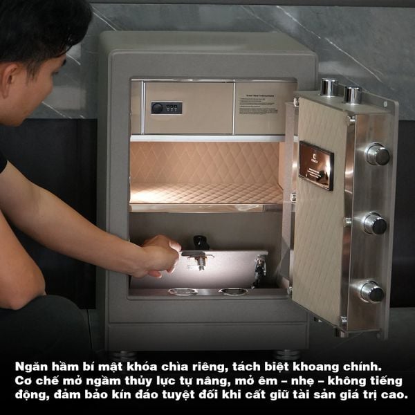 Ngăn hầm bí mật khóa riêng – khoang cất vàng độc lập bên trong két sắt cao cấp