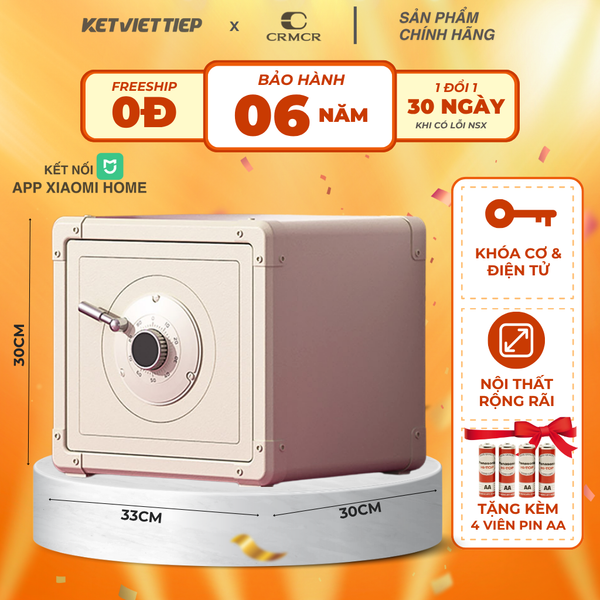 Két Sắt Xiaomi CRMCR Mini Thông Minh 30J Khóa Cơ Kết Hợp Mã Số Điện Tử, Có Kết Nối APP Xiaomi Home