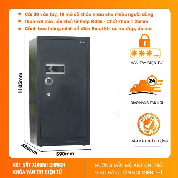 Két sắt nhập khẩu Safiron 120LS – dáng đứng sang trọng, thân thép đúc liền khối Q345, khóa điện tử vân tay cao cấp