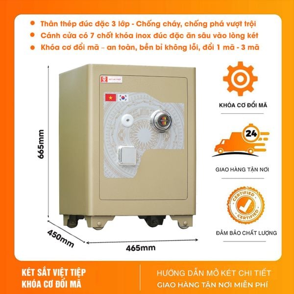 Két sắt Việt Tiệp siêu cường KC188B Khóa Cơ Đổi Mã