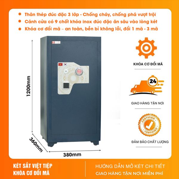 Thông Số Kỹ Thuật Két Sắt Việt Tiệp Vân Tay Điện Tử KS1200DM
