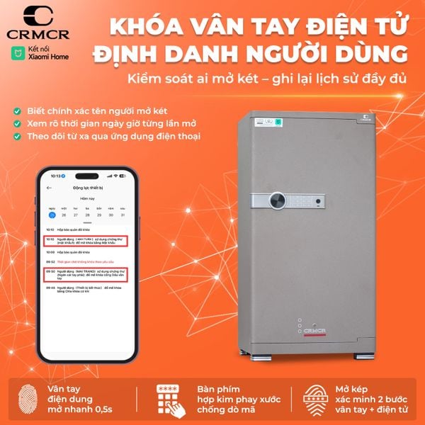 Két Sắt Xiaomi CRMCR 100JBW có ngăn đồng hồ xoay, cảnh báo điện thoại