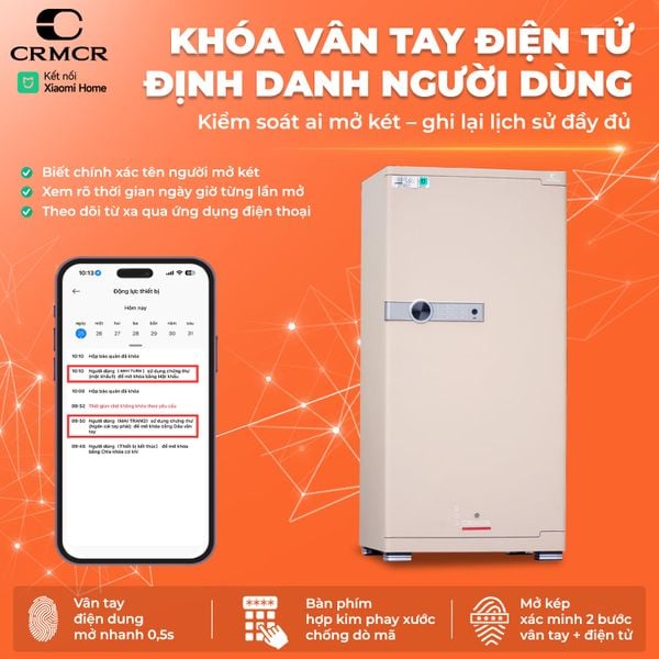 Két Sắt Xiaomi CRMCR 120JBW có ngăn đồng hồ xoay, cảnh báo điện thoại