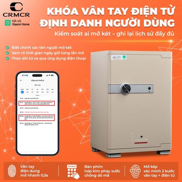 Két Sắt Xiaomi CRMCR 65JB Khóa Vân Tay Điện Tử Định Danh Người Dùng