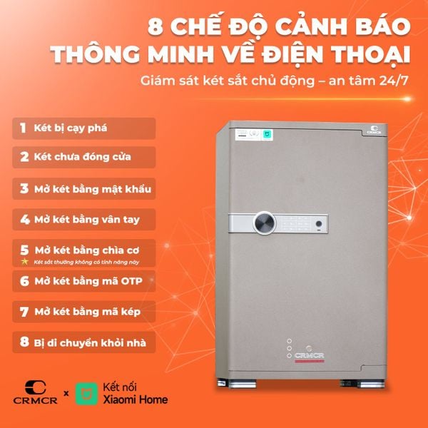 Két Sắt Xiaomi CRMCR 80JB Khóa Vân Tay Điện Tử, Định Danh Người Dùng