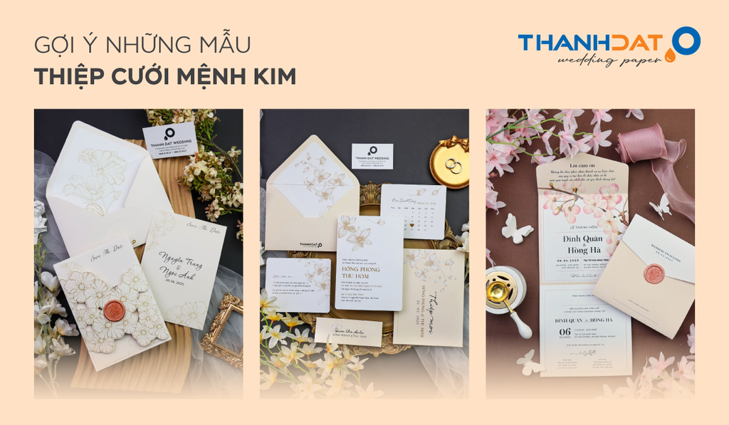 Gợi ý những mẫu thiệp cưới mệnh Kim – Tinh tế, hợp phong thủy