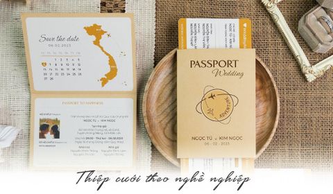 Tạo dấu ấn cá nhân cùng thiệp cưới theo nghề nghiệp của cô dâu chú rể