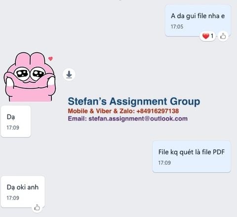 Gửi bài assignment hòan thành đúng deadline thời hạn và kết quả chuẩn chỉnh