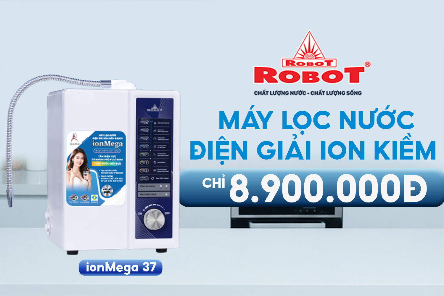 Máy lọc nước điện giải ion kiềm ROBOT ionMega37 “Đúng Chuẩn Quốc Tế” nhiều công năng chăm sóc cả gia đình