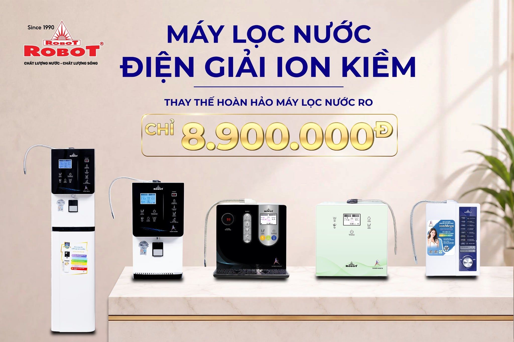 Sở hữu Máy lọc nước điện giải ion kiềm điện phân nước đúng nguyên lý khoa học chỉ từ 8.900.000đ, duy nhất đến hết ngày 6/9