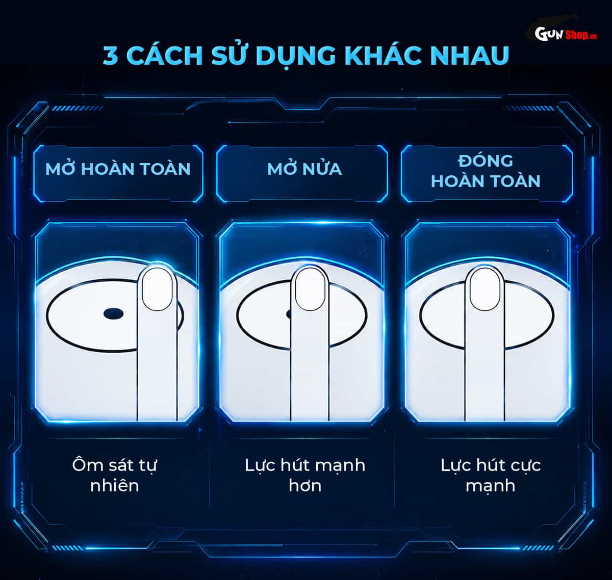 Có thể bịch hoặc mở van thoát khí Galaku Air Color Ocran Blue cho 3 cách sử dụng khác nhau