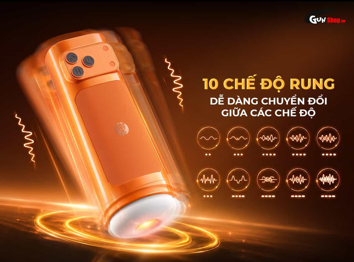 Galaku Sucking Cup 2in1 màu cam có 10 chế độ rung khác nhau