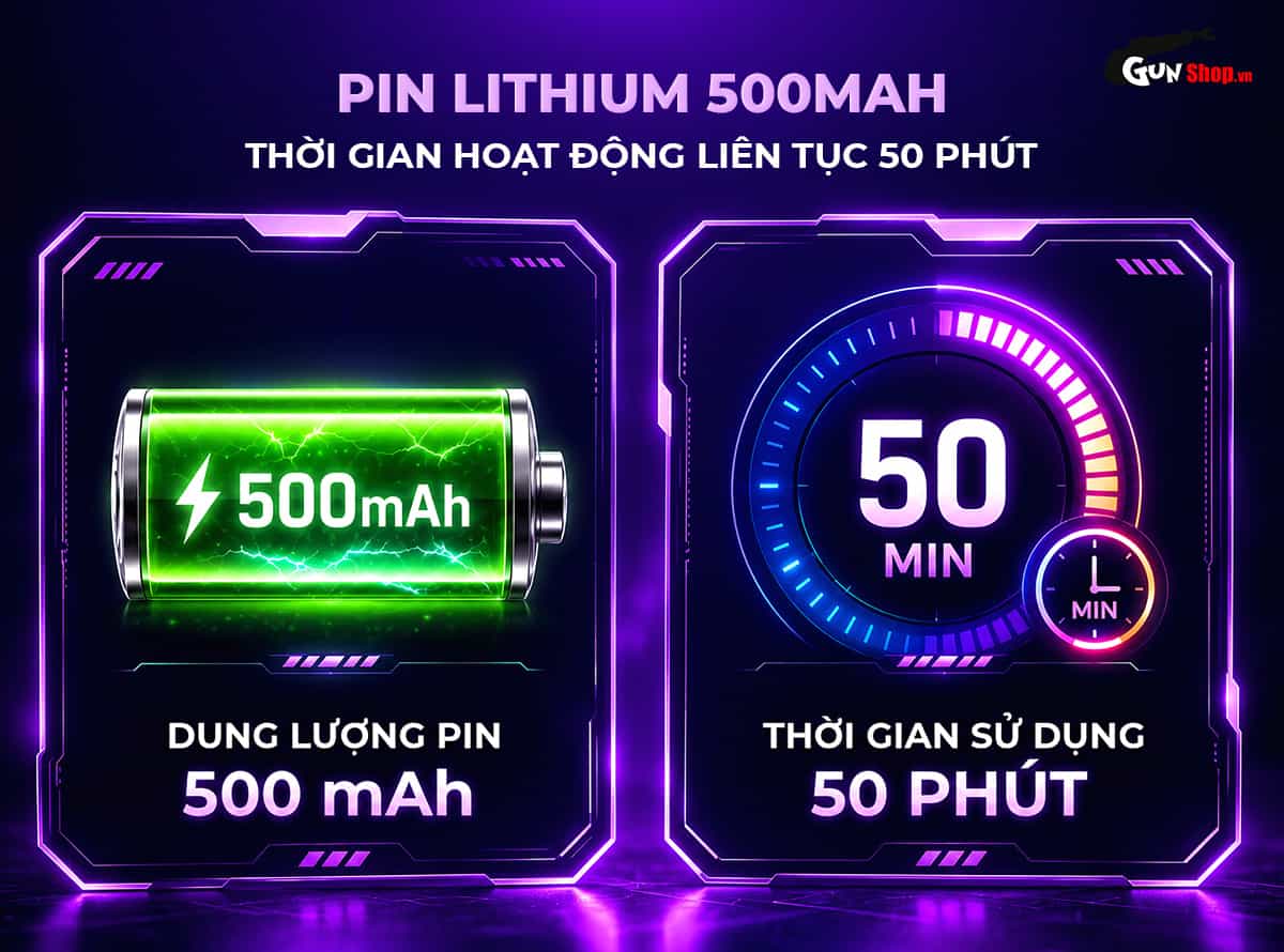 Galaku Sucking Cup 2in1 màu tím than sử dụng pin Lithium 500mAh