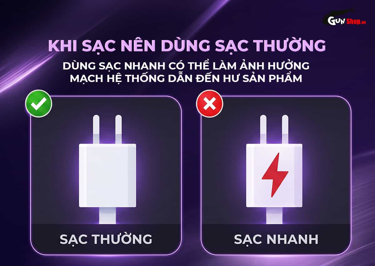 Lưu ý khi sạc âm đạo giả Galaku Sucking Cup 2in1 màu tím than
