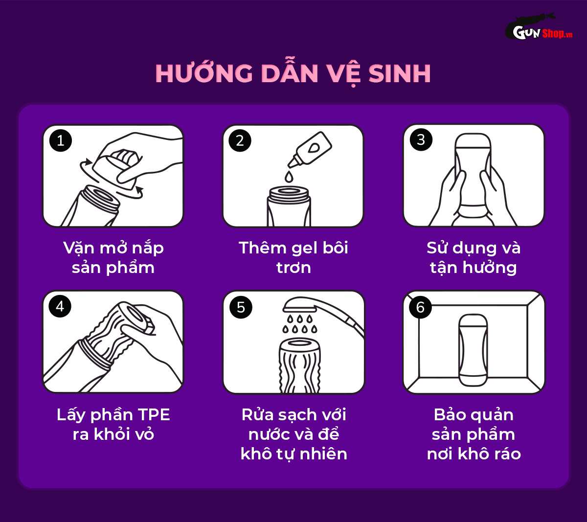 Hướng dẫn cách vệ sinh âm đạo giả Shelly Play Flirt