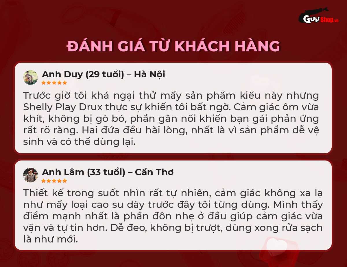 Người dùng nói gì về bao cao su đôn dên Shelly Play Drux