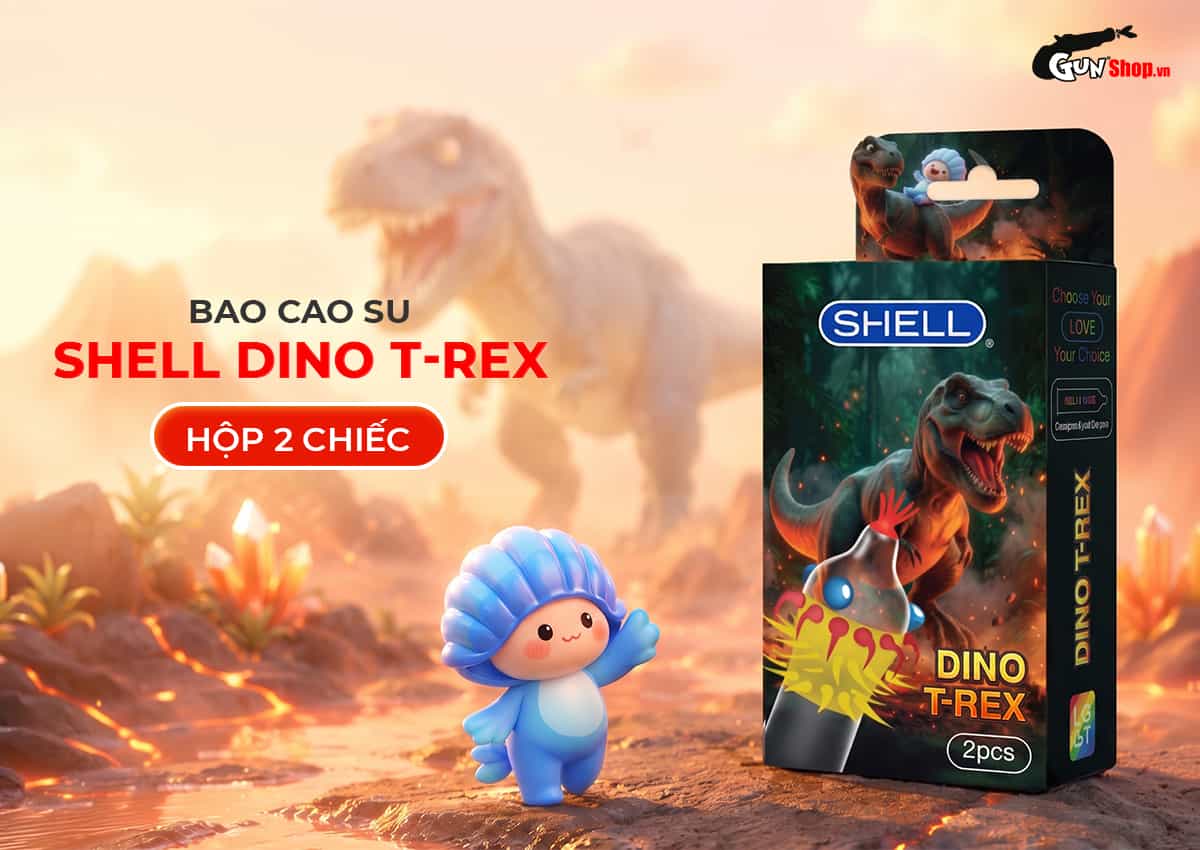 Bao cao s gai bi silicone Shell Dino T-rex gai mềm, không đau, kích thích