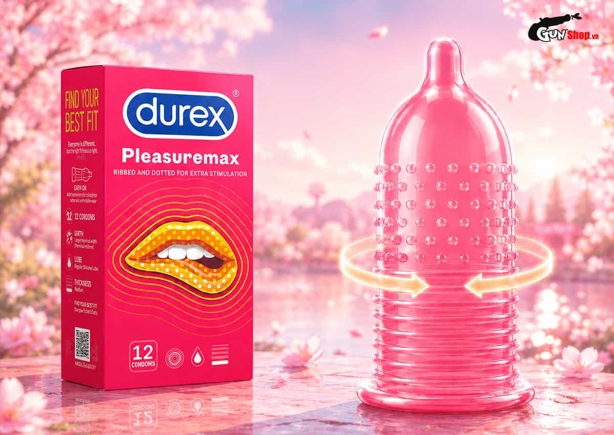 Bao cao su Durex Pleasuremax nhiều gân kết hợp điểm nổi chính hãng tại Gunshop