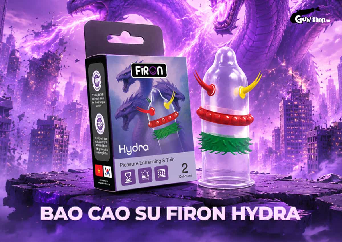 Bao cao su Firon Hydra với nhiều vòng gai, bi lớn kết hợp râu silicon chính hãng tại Gunshop