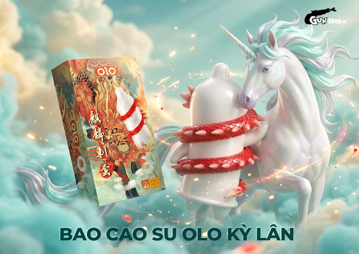 Bao cao su Olo Kỳ Lân với gai xoán ốc lớn dọc thân bao chính hãng tại Gunshop