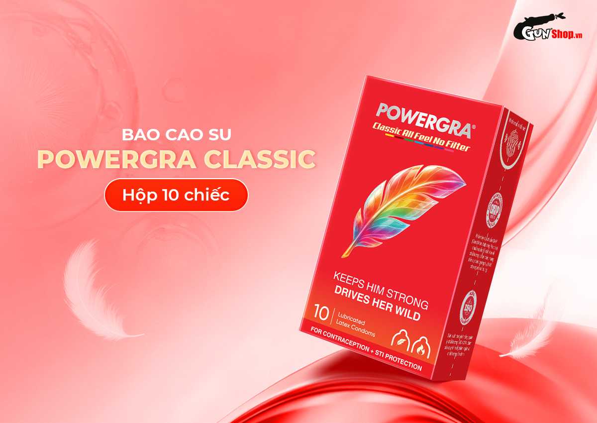 Bao cao su Powergra Classic - Hộp 10 cái cao cấp, chính hãng tại Gunshop