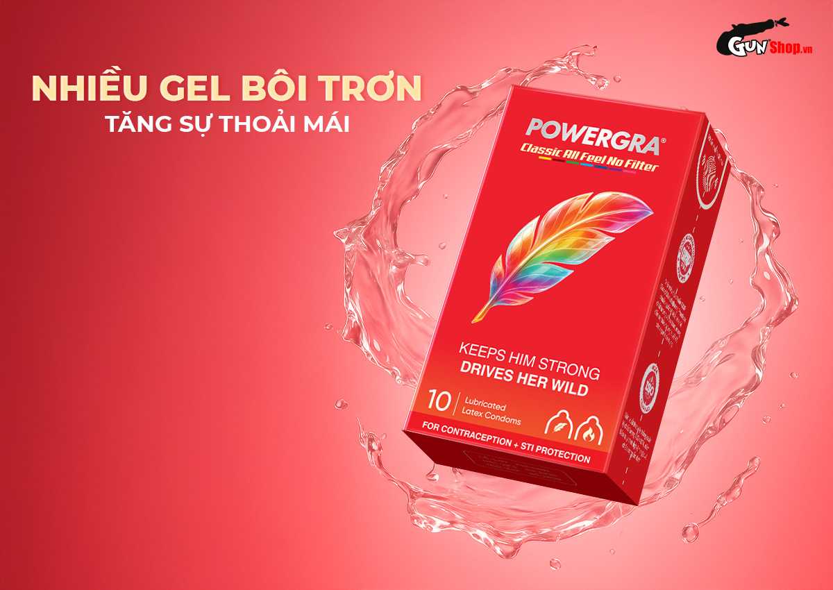 Bao cao su Powergra Classic - Hộp 10 cái cao cấp, chính hãng tại Gunshop