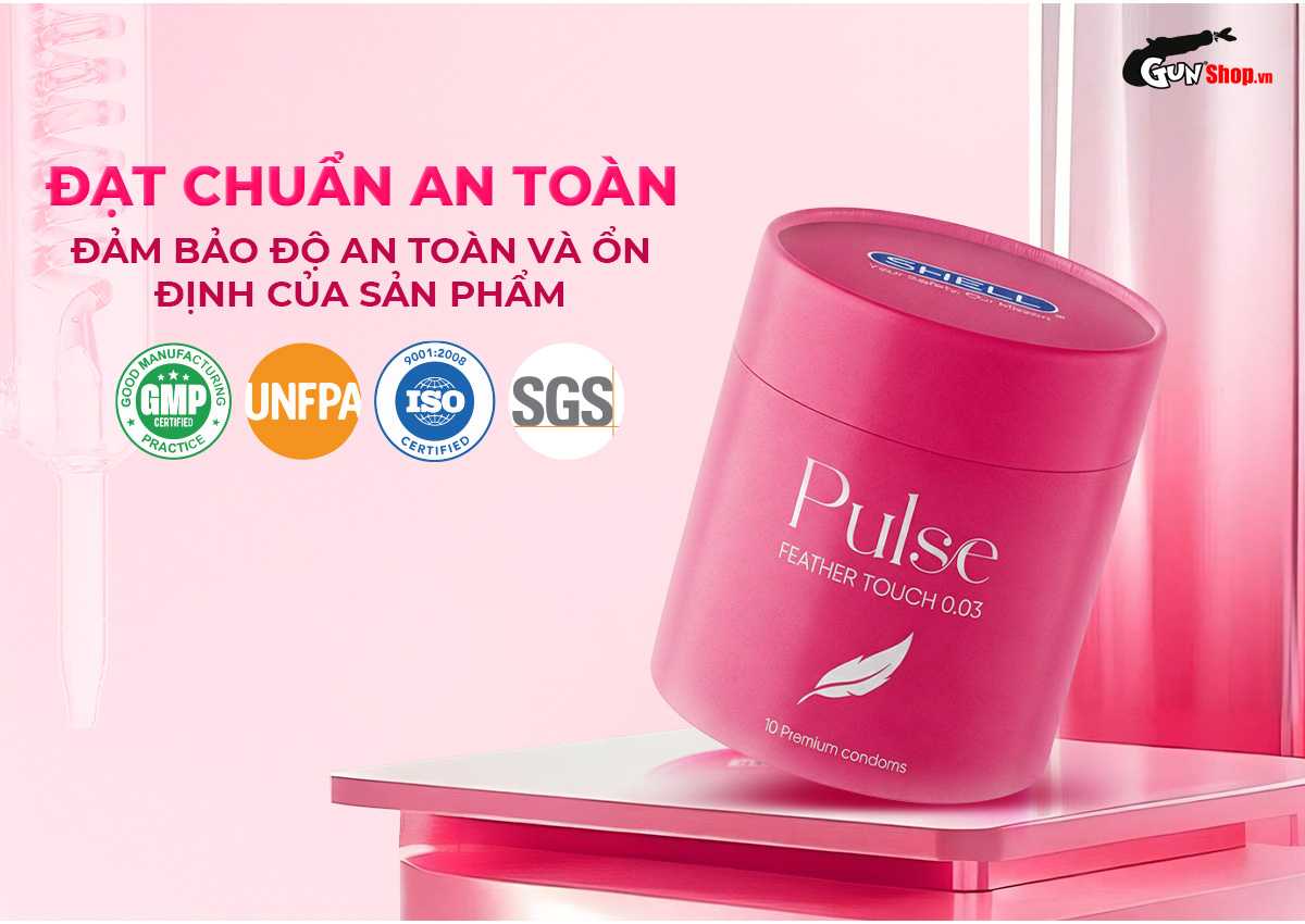 Bao cao su Pulse Feather Touch 0.03 hương nước hoa cao cấp tại Gunshop