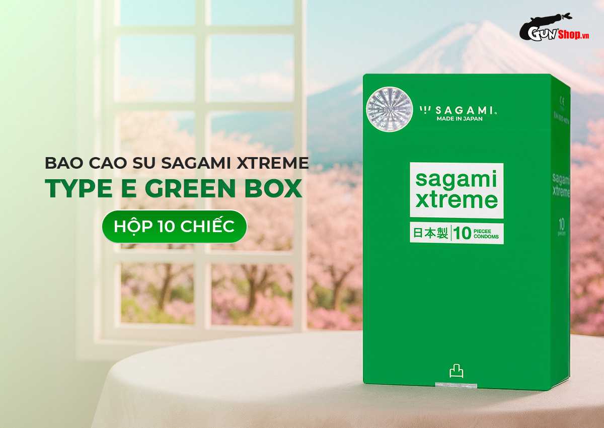 Bao cao su Sagami Xtreme Type E Green Box - Hộp 10 cái chính hãng tại Gunshop