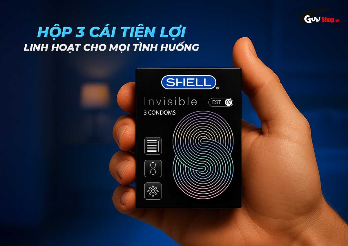 Bao cao su Shell Invisible - Hộp 3 cái chính hãng tại Gunshop