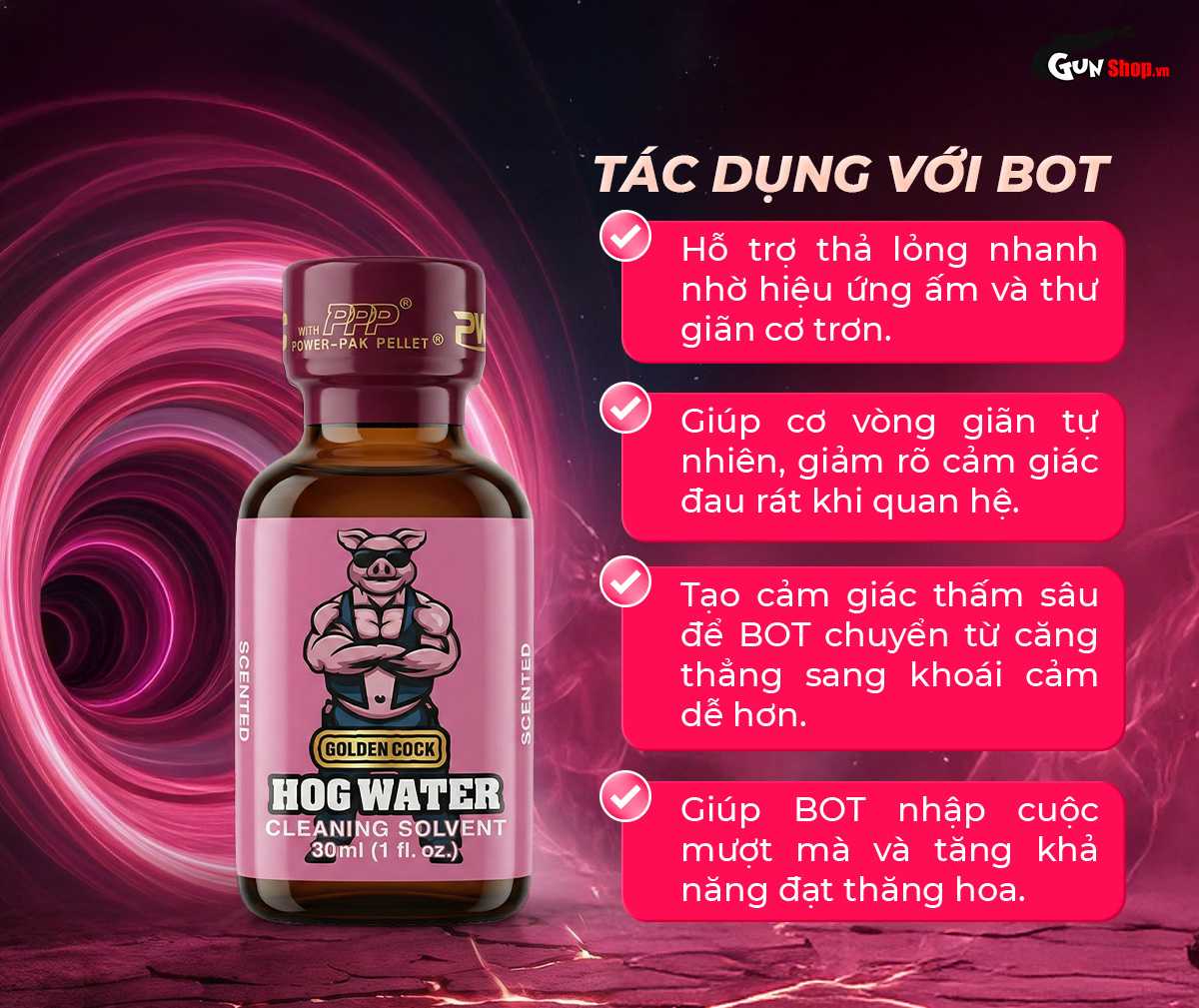 Chai hít Popper Golden Cock Hog Water 30ml chính hãng tại Gunshop
