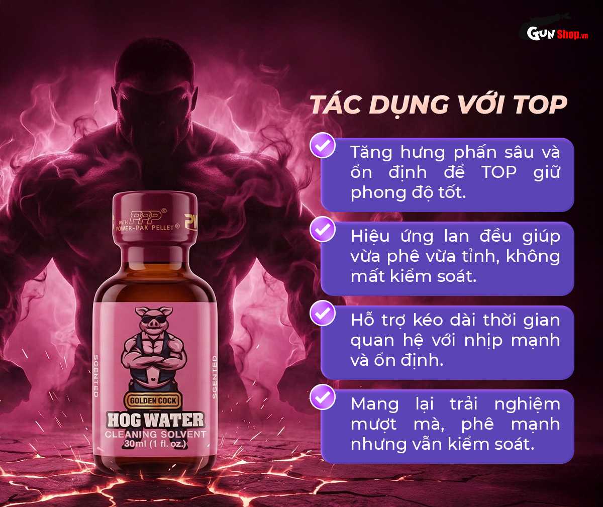 Chai hít Popper Golden Cock Hog Water 30ml chính hãng tại Gunshop