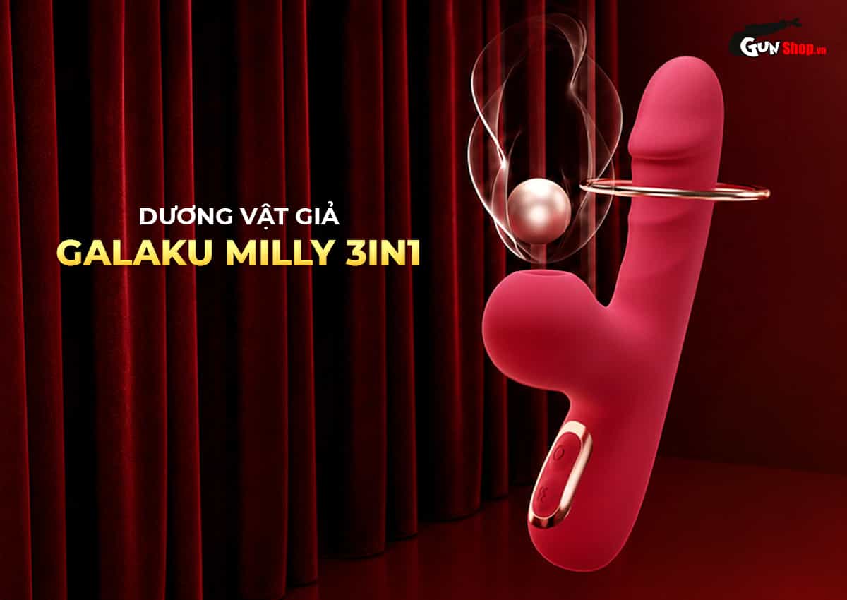 Dương vật giả mini Galaku Milly 3in1 rungbú mút kết hợp