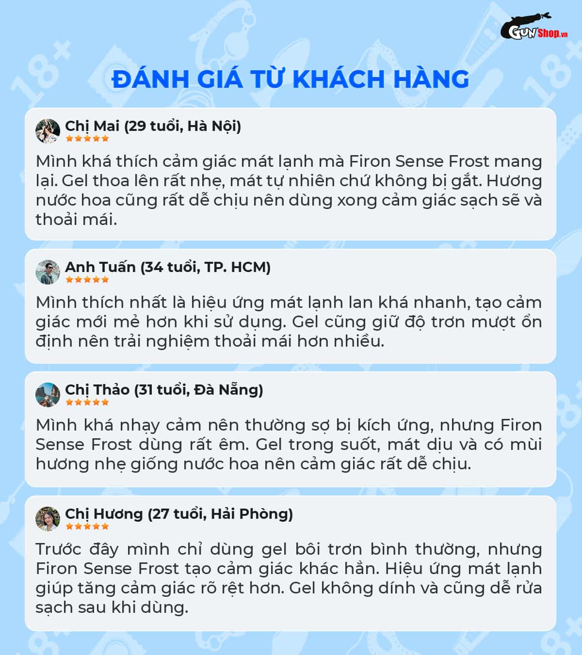 Review đánh giá gel bôi trơn mát lạnh Firon Sense Frost từ người dùng thực tế