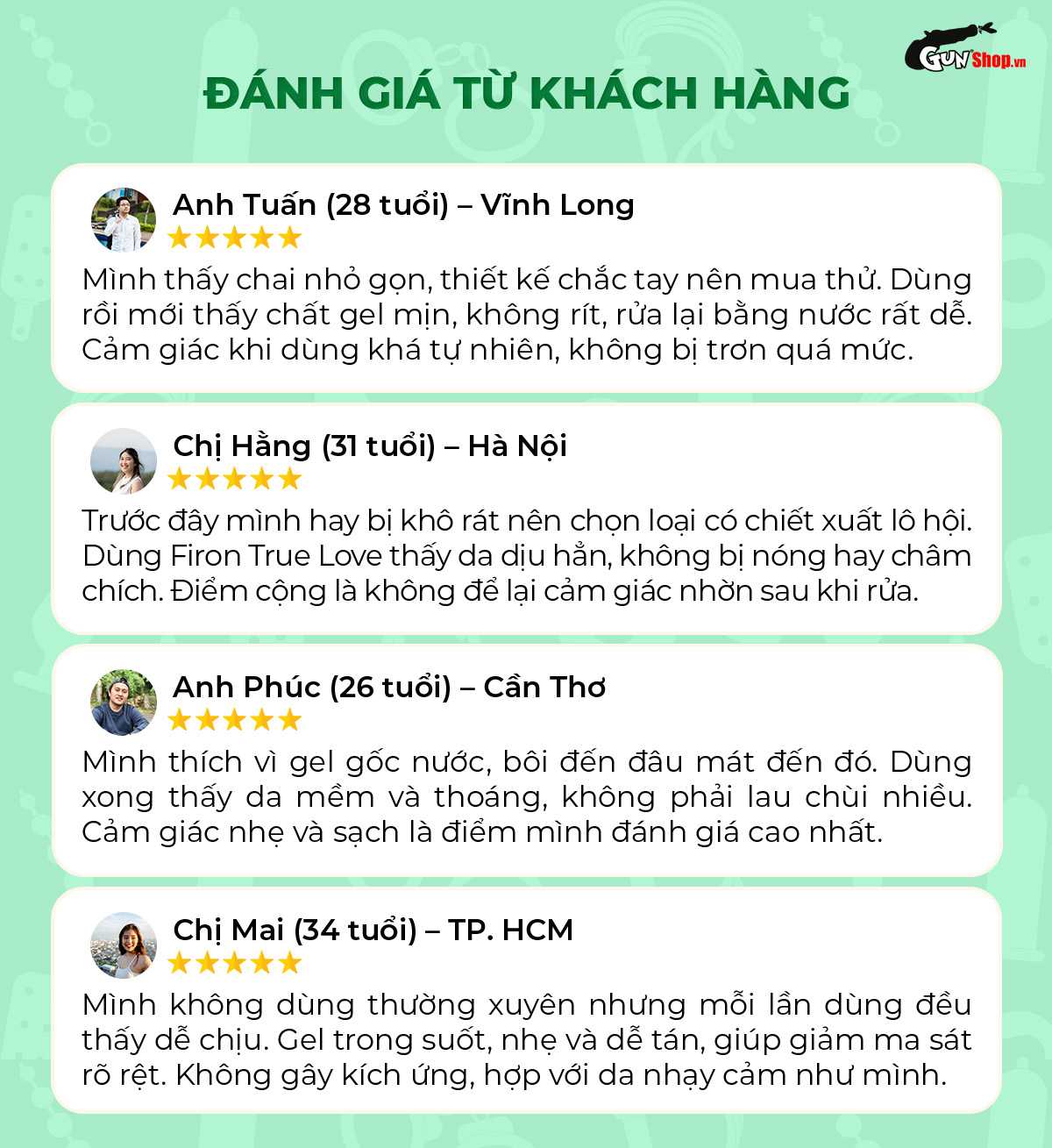 Review đánh giá gel bôi trơn lô hội Firon True Love từ khách hàng