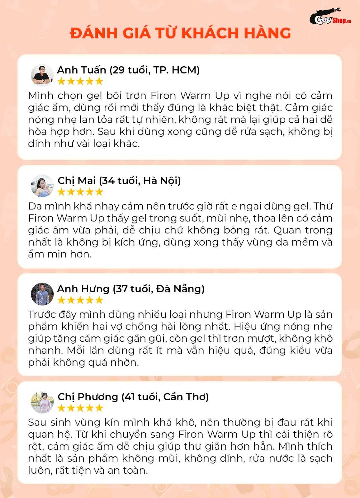Người dùng nói gì về gel bôi trơn nóng ấm Firon Warm Up?