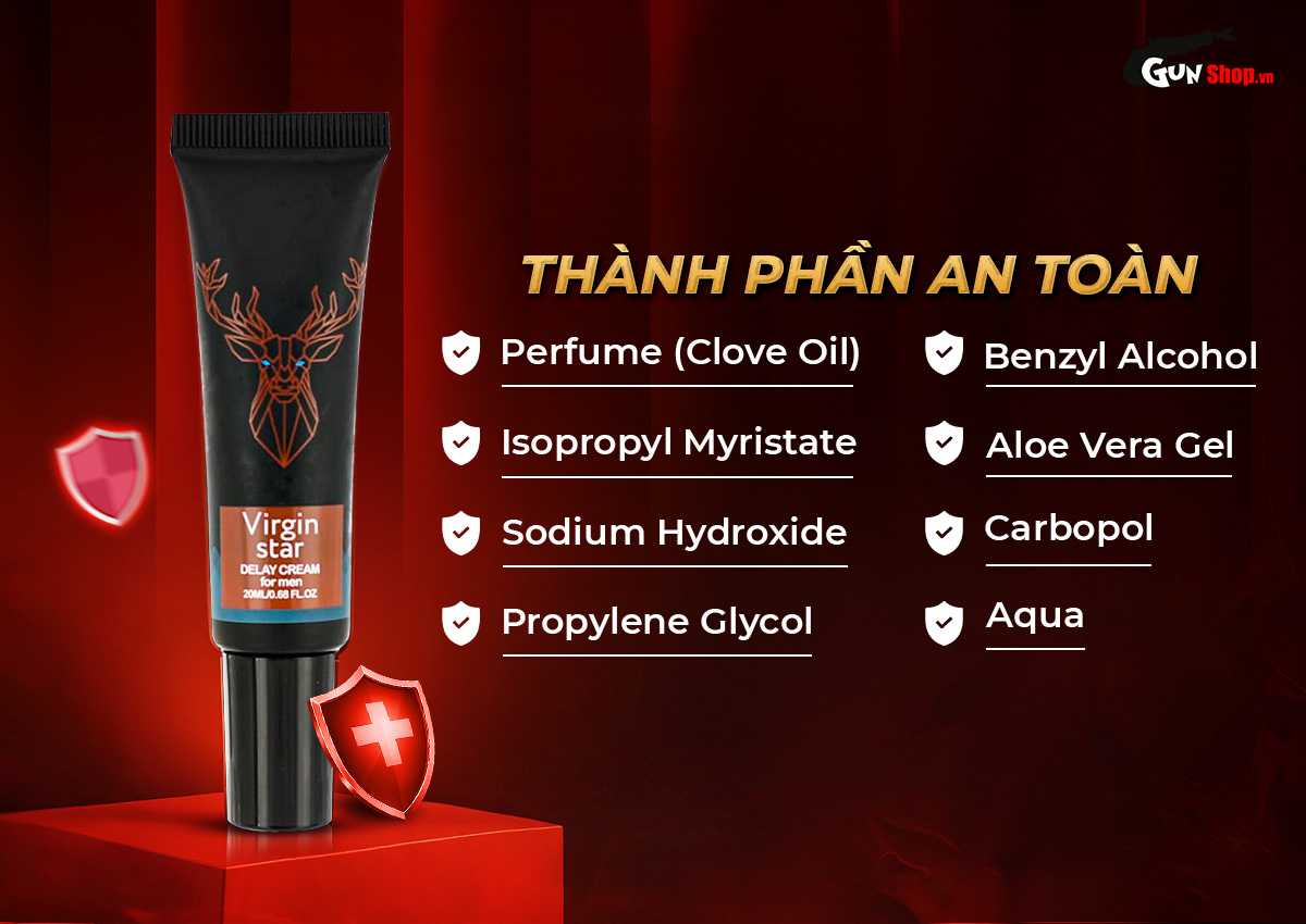 Gel bôi trơn Virgin Star Power+ Delay Cream for men chính hãng tại Gunshop