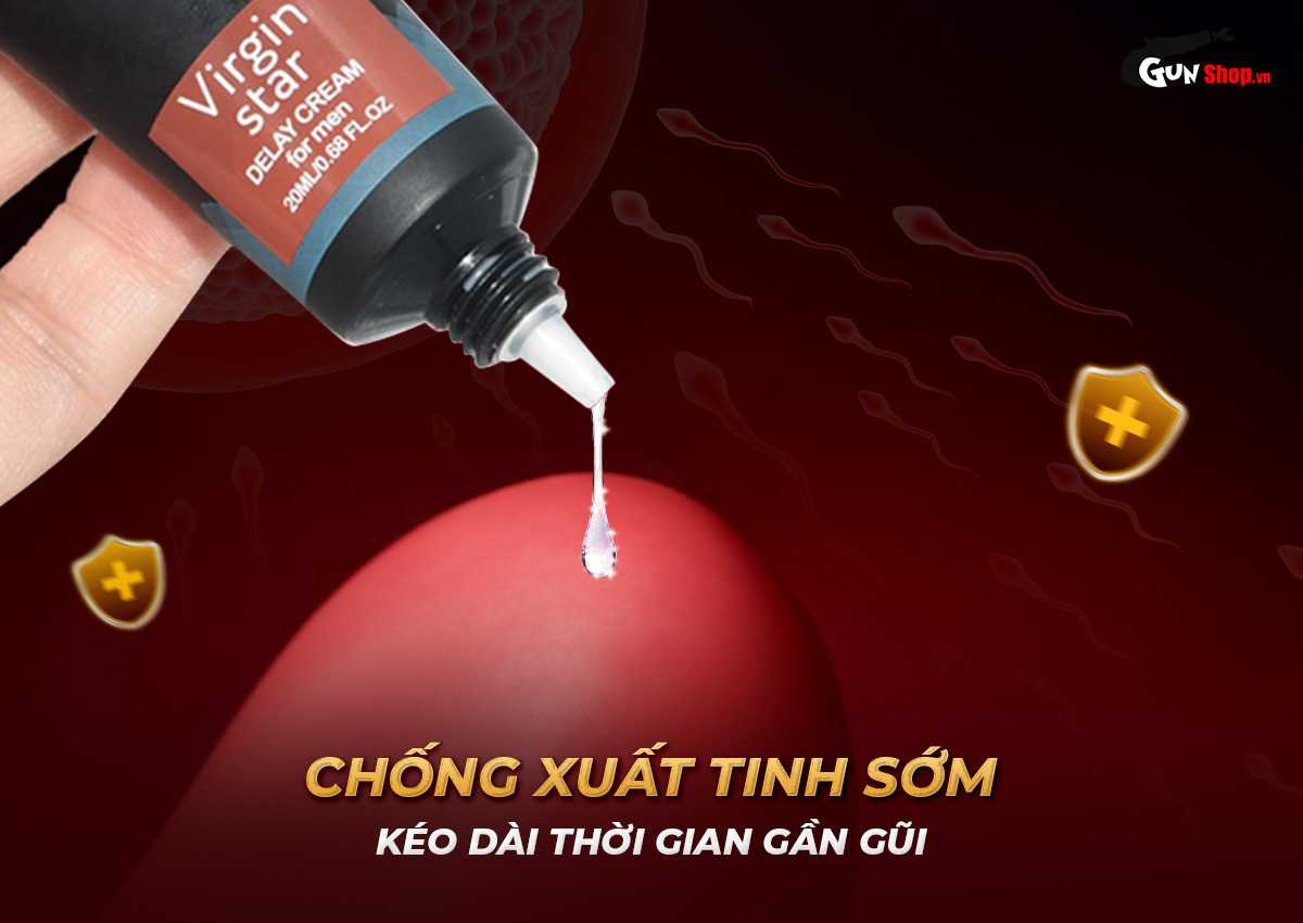 Gel bôi trơn Virgin Star Power+ Delay Cream for men chính hãng tại Gunshop