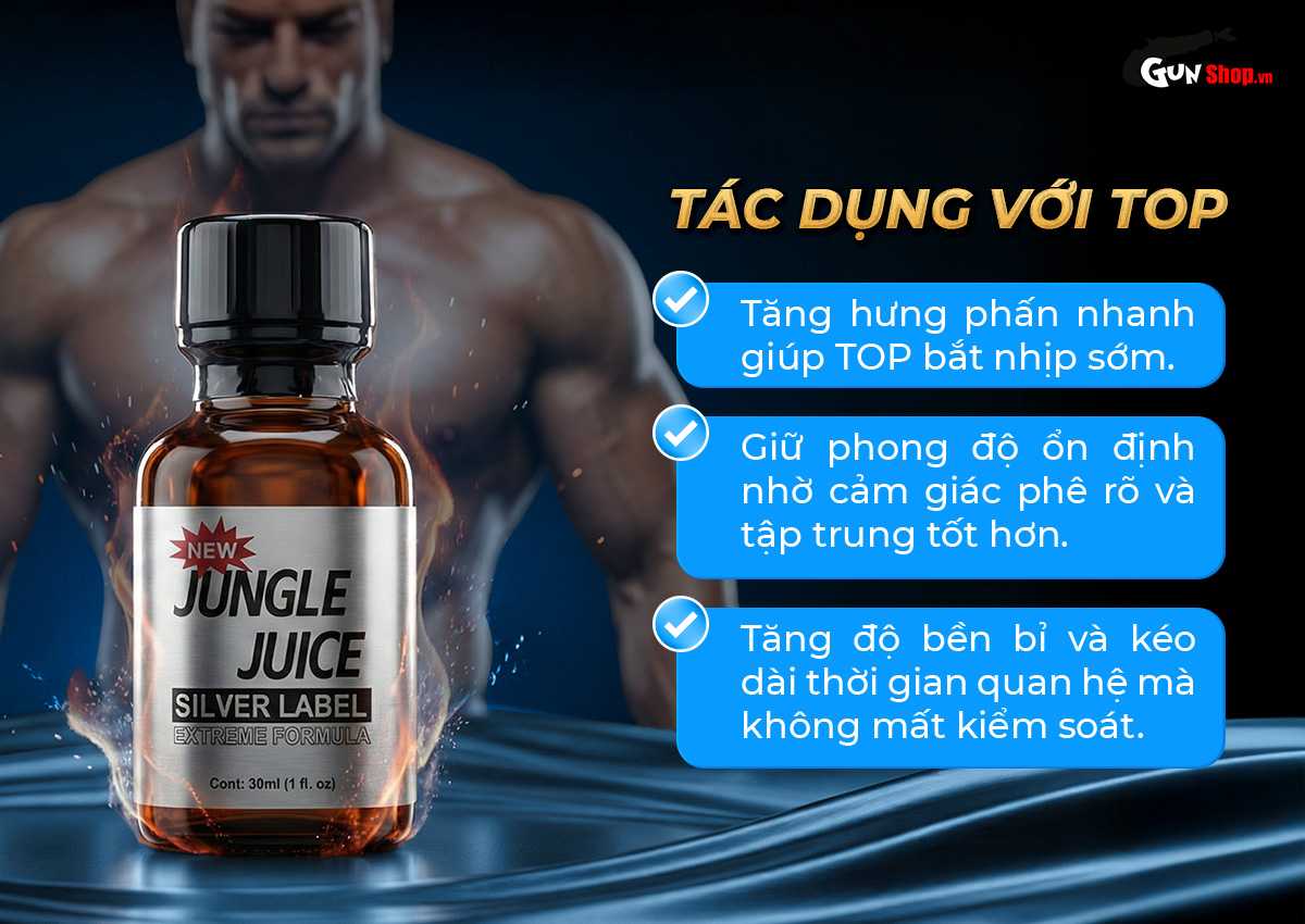 Chai hít Popper Jungle Juice Silver Label chính hãng tại Gunshop