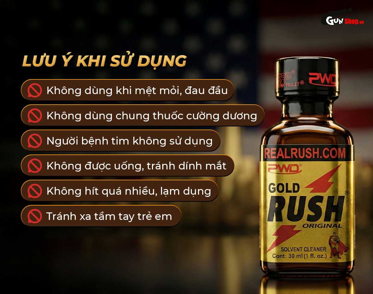 Lưu ý khi sử dụng Popper PWD USA Gold Rush Original