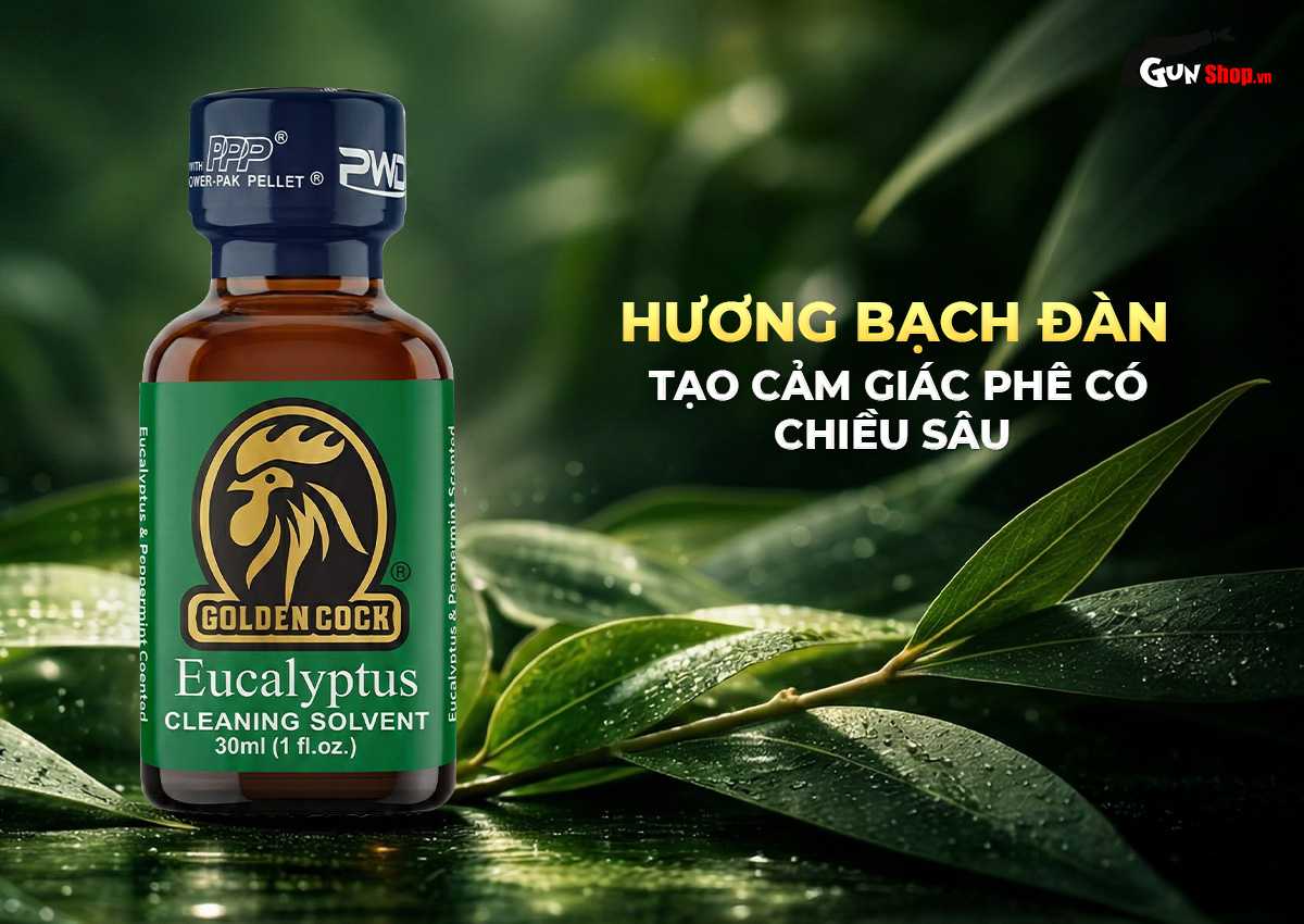 Chai hít Popper Golden Cock Eucalyptus - Chai 30ml chính hãng tại Gunshop