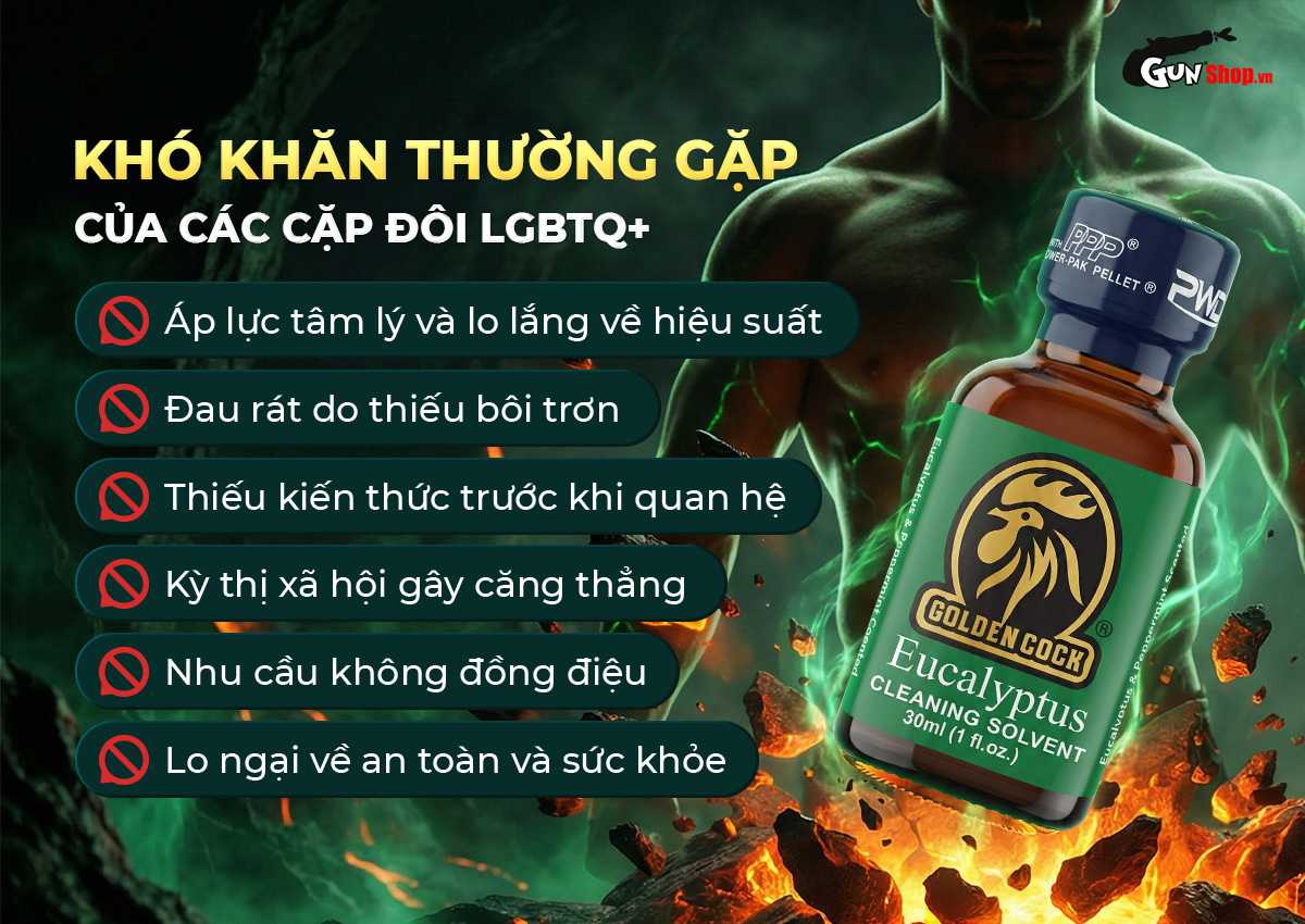 Chai hít Popper Golden Cock Eucalyptus - Chai 30ml chính hãng tại Gunshop