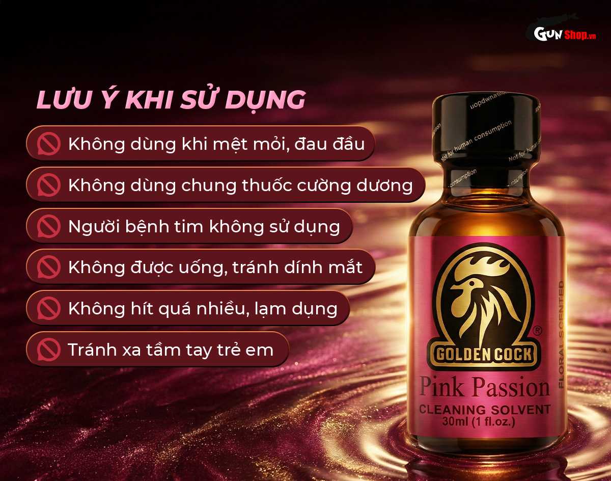Lưu ý quan trọng khi sử dụng Popper Golden Cock Pink Passion