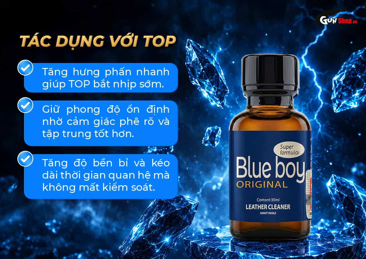 Chai hít Popper Blue Boy 30ml chính hãng PWD USA cao cấp tại Gunshop