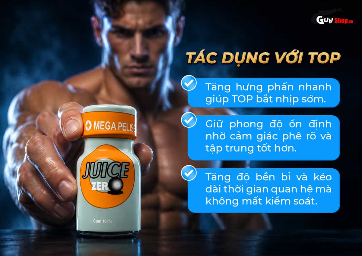 Chai hít Popper PWD USA Juice Zero tác dụng giúp Top đạt hưng phấn nhanh chóng