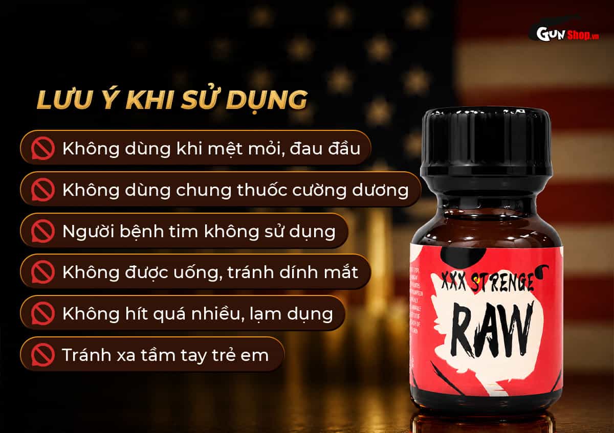 Lưu ý khi sử dụng chai hít Popper PWD USA Strenge Raw