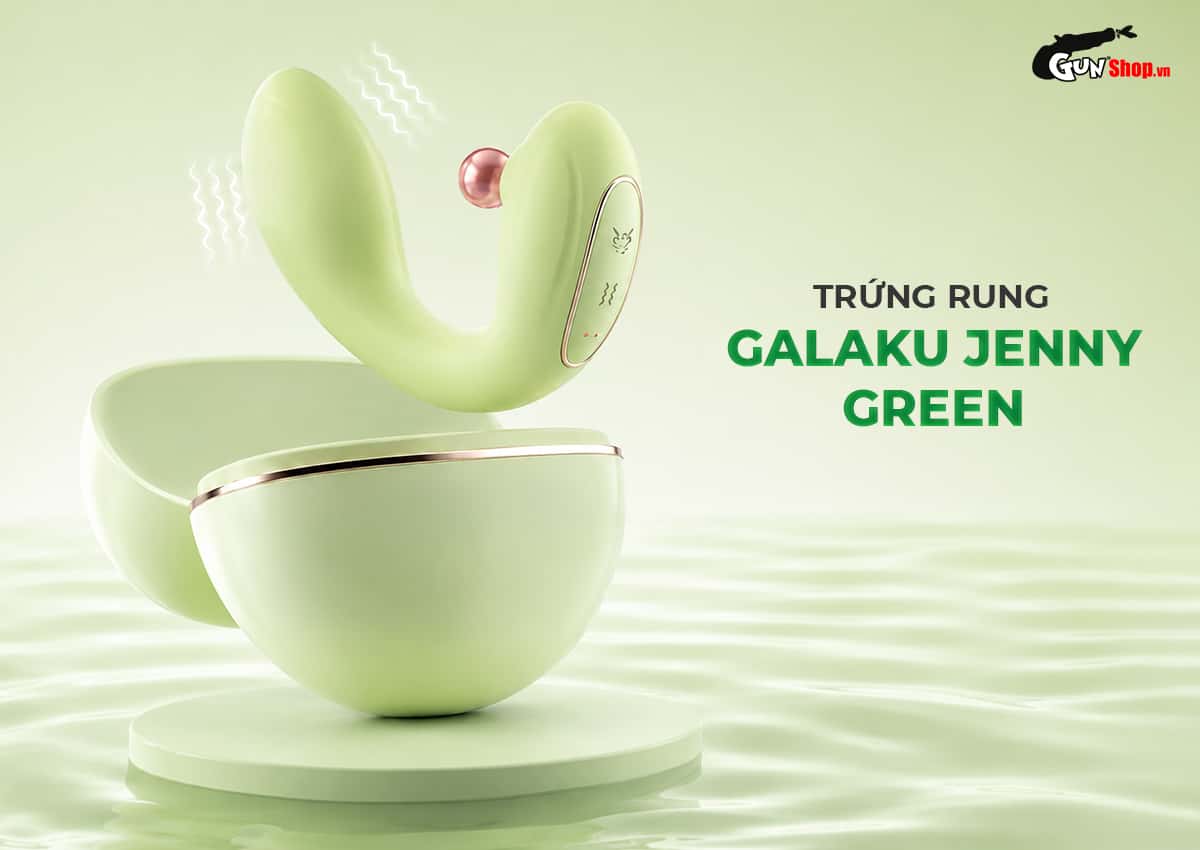 Trứng rung tình yêu Galaku Jenny Green ngụy trang hình tai nghe màu xanh lá pastel