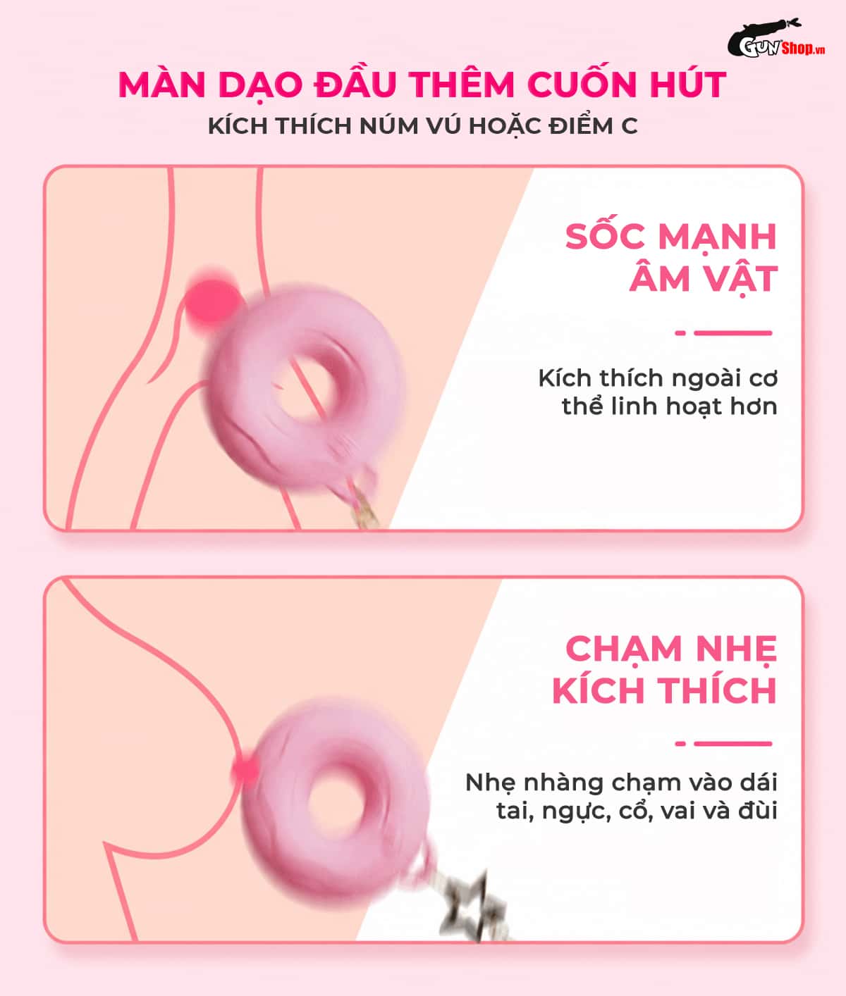 Galaku Bell-Vibe kích thích màn dạo đầu bằng 2 cách kích thích núm vú hoặc điểm C
