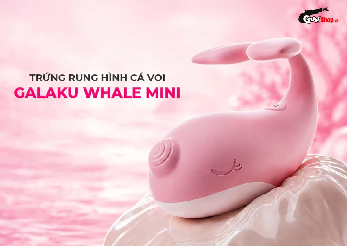 Trứng rung mini gắn quần lót Galaku Whale Mini hình cá voi màu hồng phấn pastel dễ thương