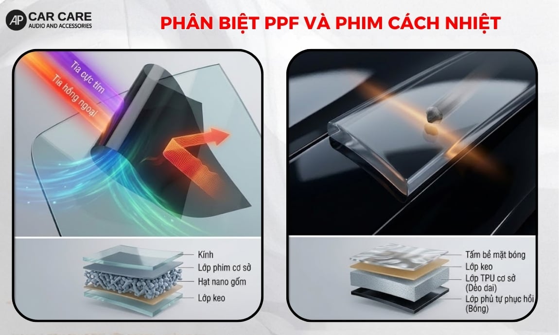Phân biệt PPF và Phim cách nhiệt tránh nhầm lẫn khi chăm sóc xe