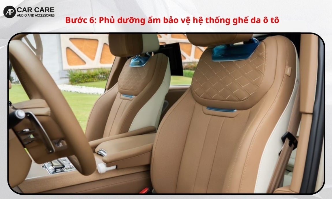 Bước 6: Phủ dưỡng ẩm bảo vệ hệ thống ghế da ô tô